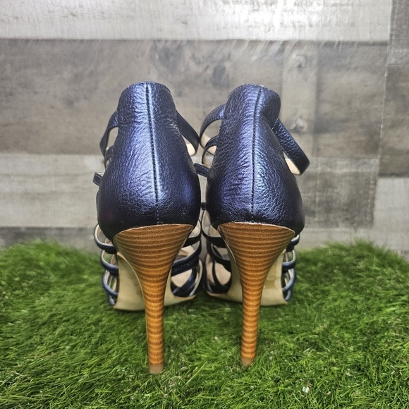 Isola Strappy Blue High Heel Sandals - Picture 6 of 10